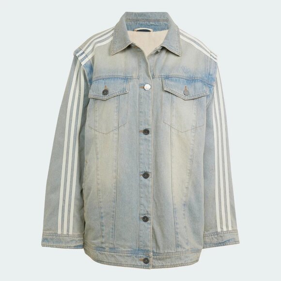 Adidas Womens Adilenium Season 3 Two-In-One Oversized Denim Jacket Medium JX9209 - Picture 2 of 4